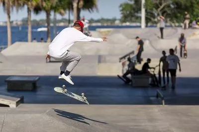 Skateboarder at the Bradenton Riverwalk skate park near the Manatee River. Photo via the City of Bradenton.