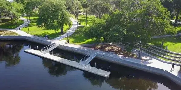 Sims Park beside the riverfront in downtown New Port Richey